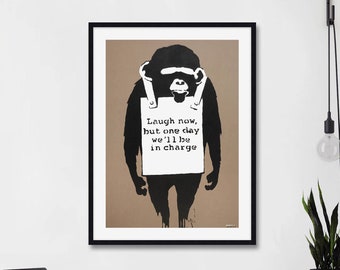 Laugh Now Monkey by Banksy Art Print