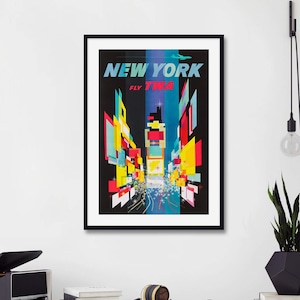 David Klein TWA New York Poster, Vintage Travel Poster New York, Fly TWA New York Vintage Poster, Large TWA New York Poster