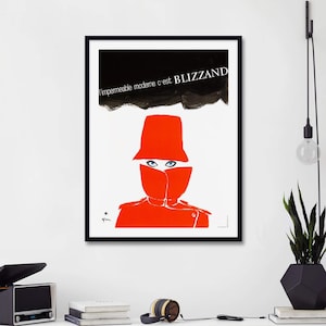 Blizzand Vintage Poster, Rene Gruau Print, Audrey Hepburn Vintage Poster, Red Raincoat Vintage Poster,