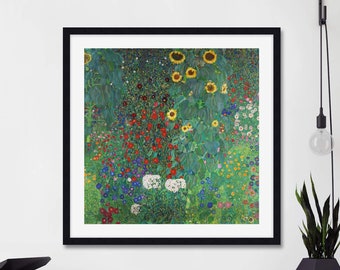Farm Garden With Sunflowers by Gustav Klimt Art Print
