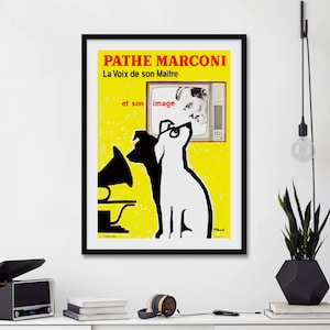 Pathe Marconi Vintage Dog Poster, Pathe Marconi Vintage Poster, Villemot Vintage Poster, Dog Gramophone Poster, Franse Vintage Poster Print