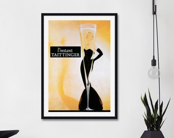 Taittinger Grace Kelly, Taittinger Poster, Taittinger Champagne Poster, Taittinger Poster Grace Kelly, Champagne Vintage Poster