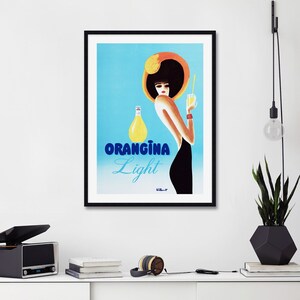 Orangina Vintage Poster, Villemot Orangina Poster, Orangina Light Vintage Poster