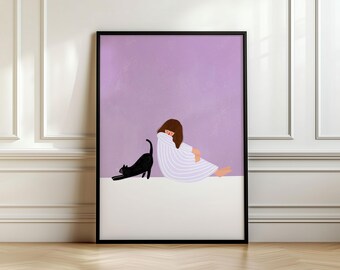 Girl & Cat by Bea Muller Art Print