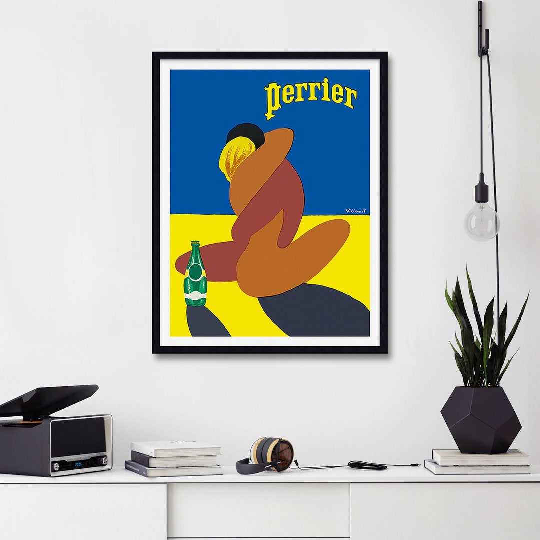 Perrier Vintage Poster, Villemot Perrier Poster, Perrier Fou De