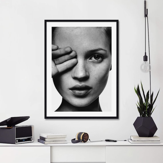 Kate Moss B&W Portrait Scandi Style Art Print - Etsy