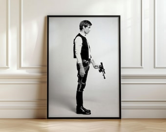 Han Solo Art Print, Star Wars Han Solo Art, Space Cowboy, Black and White Han Solo Art