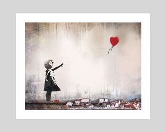 赤い風船を持つ少女 by バンクシー ストリート アート プリント - Etsy