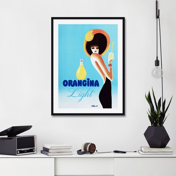 Orangina Vintage Poster, Villemot Orangina Poster, Orangina Light