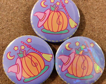 Pumpkin Witch Button