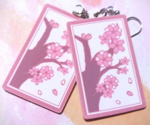 Cherry Blossom/full Moon Hanafuda Card Earrings | Glow in the Dark