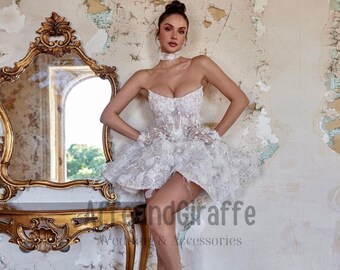 Kurzes Hochzeitskleid – weißes Mini-süßes Brautkleid, informelles weißes kurzes Hochzeitskleid, Partykleid, Kleid für Frauen, Geschenk für Sie