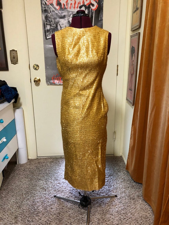 1960s Gold fluff show party gown small