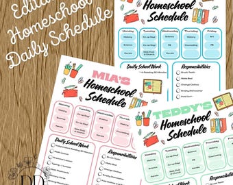 Redigerbart hemundervisningsschema: Elevplanerare och syssloschema (digital nedladdning)