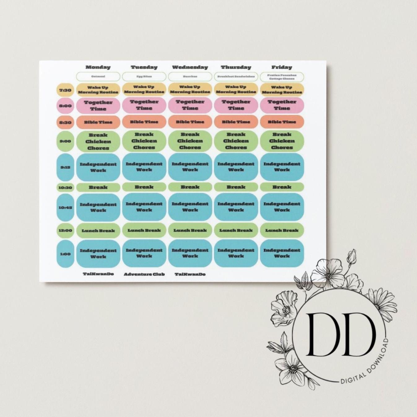 EDITABLE Homeschool Daily Schedule for Kids – Hourly Visual Routine ...