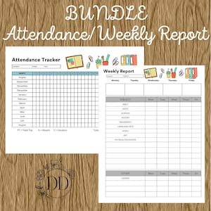 BUNDLE! - Homeschool Record Keeping Bundle – Weekly Student Tracker + Yearly Attendance Printable – Editable PDF Organizer Pack