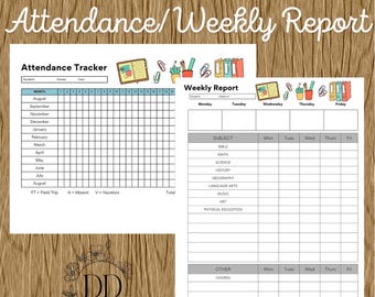 Hemundervisningsprotokollpaket: Veckovis uppföljning och närvarolista (utskrivbart PDF-organiseringspaket)