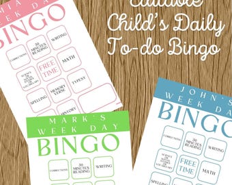 Bingokort för barn i hemundervisning – Utskrivbart dagligt ämnesschema – Roligt rutinschema för självständigt lärande