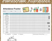 Homeschool Yearly Attendance Sheet – Printable Tracker for Daily School Attendance – Record Keeping