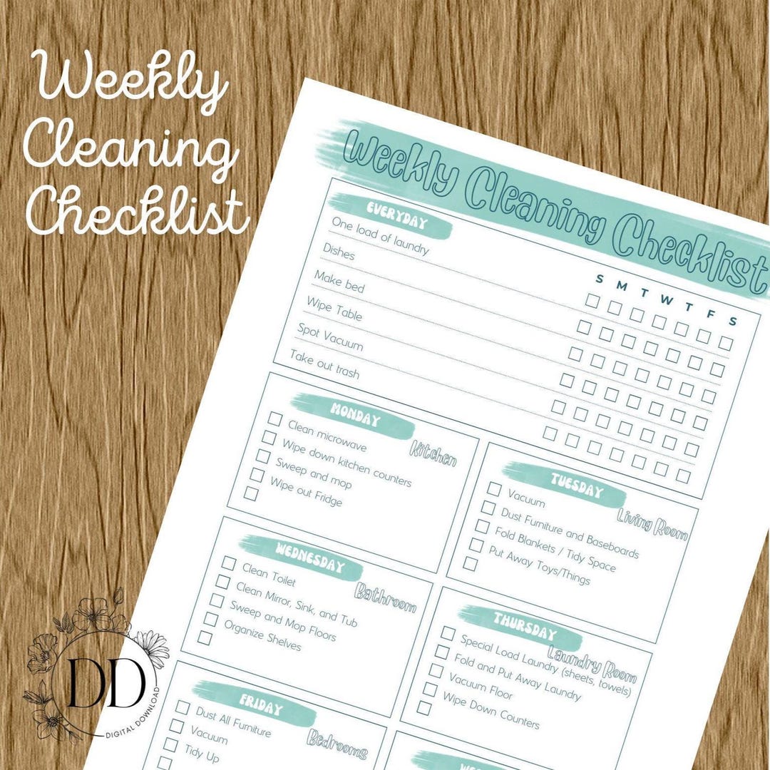 Editable Weekly Cleaning Chart Printable: Home Organization Planner ...