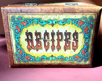 Vintage Recipe Box with Dividers: Rustic Kitchen Organizer, Farmhouse Decor