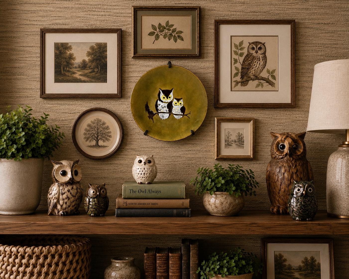 Vintage Bovano Enamel Owl Plate Wall Hanging Mid Century Decor Handcrafted Connecticut