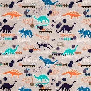 Dinosaur Fabric by the Yard Cotton, Dino World Roar, T-rex Prehistoric Fossils Skeleton, Children Themed Novelty Kids Quilting Cotton Boy