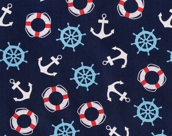 3 Colours Per Metre Anchor Nautical Printed Polycotton Fabric 3 Colours Per Metre Anchor Nautical Printed Polycotton Fabric