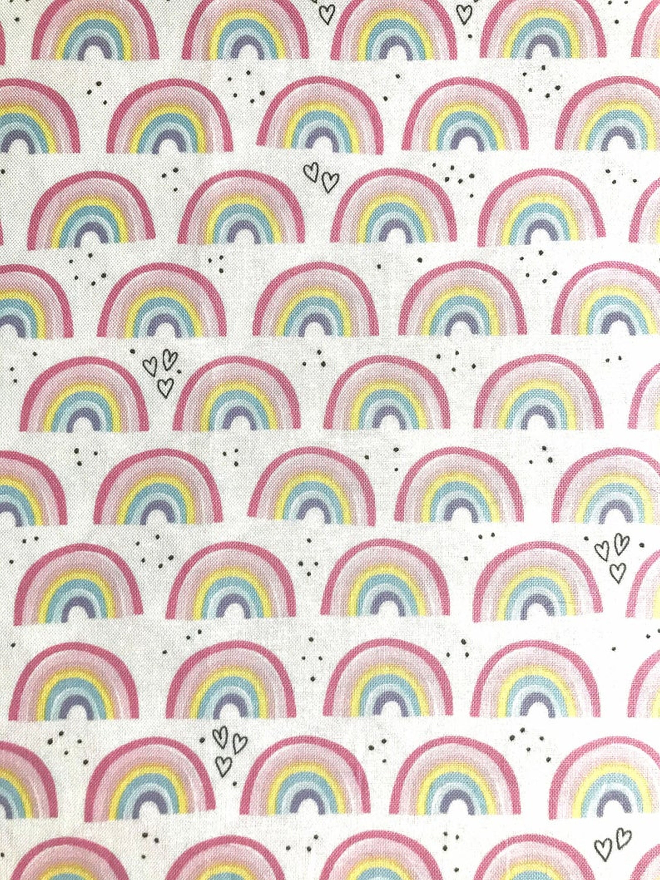 Rainbow Fabric by the Yard Rainbows and Hearts Fabric Girl Etsy