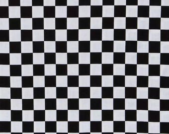 Black and White Checkered Fabric by the Yard Cars Racing Check Checkered Flag 1 inch Square Check Quilting Cotton Retro Grid Box Squares