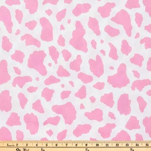 Pink Cow Print Fabric Strawberry Cow Pink and White Fabric by the Yard Fabric for Quilts Novelty Quilting Cotton Farmhouse Fabric