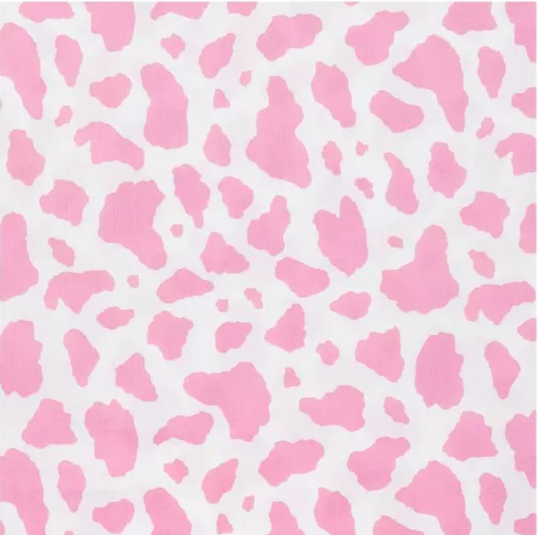 Pink cow print fabric strawberry cow pink and white fabric by the