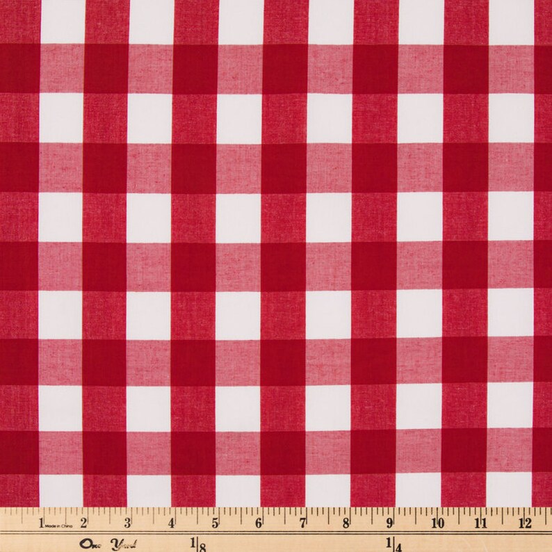 Red Gingham Check Fabric And White 1 Squares By The Yard Nursery Kitchen Decor