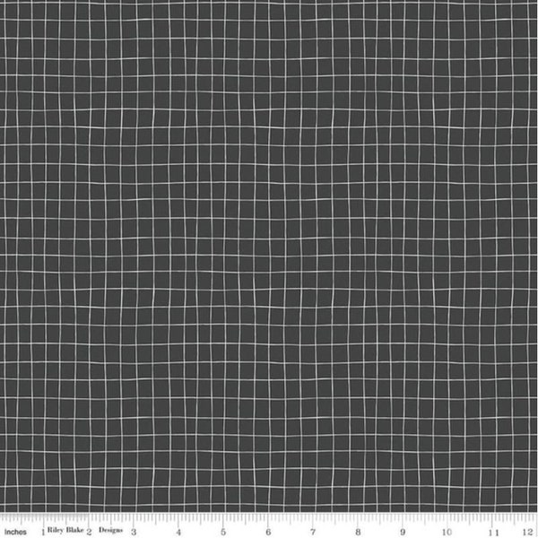 Black Cross Hatch, Wild and Free, Grid Charcoal, Riley Blake, C12936 CHARCOAL Quilting Cotton Apparel for Dresses, Modern Black Stripes