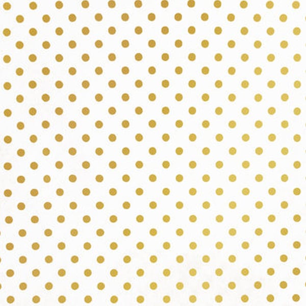 White & Metallic Gold Polka Dot Fabric, Quilting Cotton Fabric, Small Dot Fabric, Applique Fabric, Fabric for Quilt