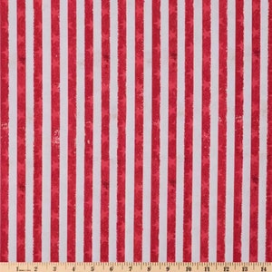 Red and White Stripe Cotton Fabric: Tonal Stars, Patriotic Quilting