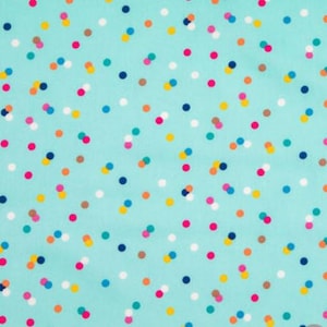 Spa Multi-Color Polka Dot Fabric Green, Quilting Cotton Fabric, Applique Fabric, Sprinkles Fabric, Party Polka Dot Fabric, Blue Fabric