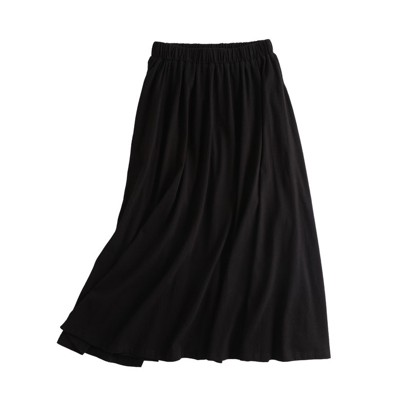 Cotton Midi Skirt Minimalist Black Midi Skirt with Pockets Etsy