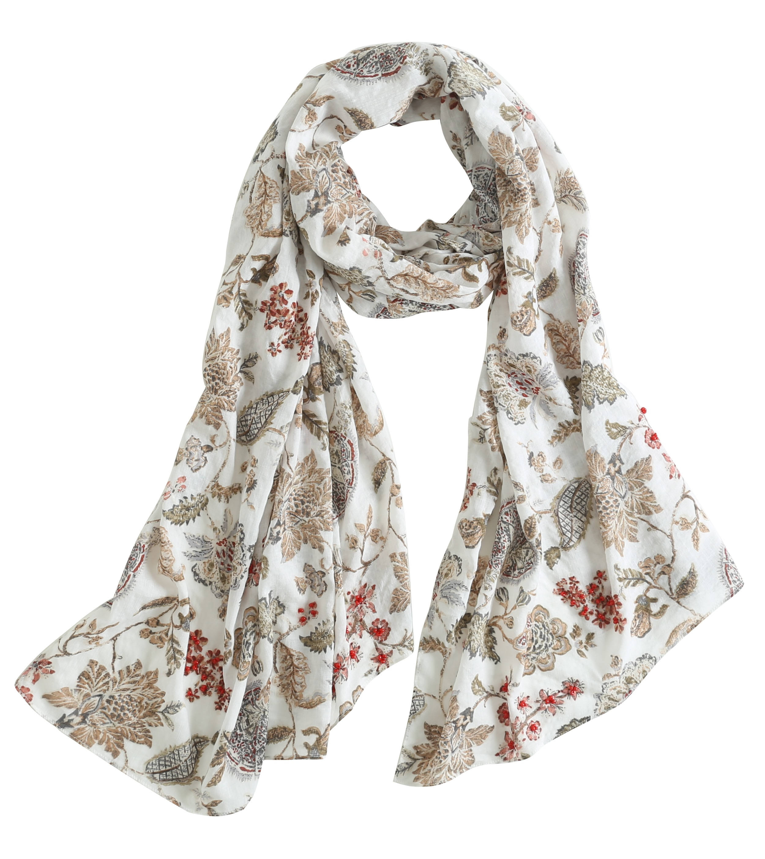 Lightweight Cotton Floral Scarves Beaded Scarves Embellished Etsy