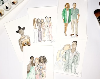 Live Guest Portraits, Watercolor Guest Portraits, Live Guest Illustrations, Wedding Favors, Guest Illustrations, Live Event Art