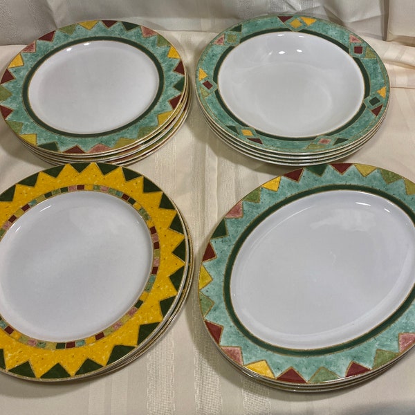 ROYAL DOULTON JAPORA, Very Rare Dishes. Dinner Plates, Wide Lip Soup/Salad Bowls, Oval Platters