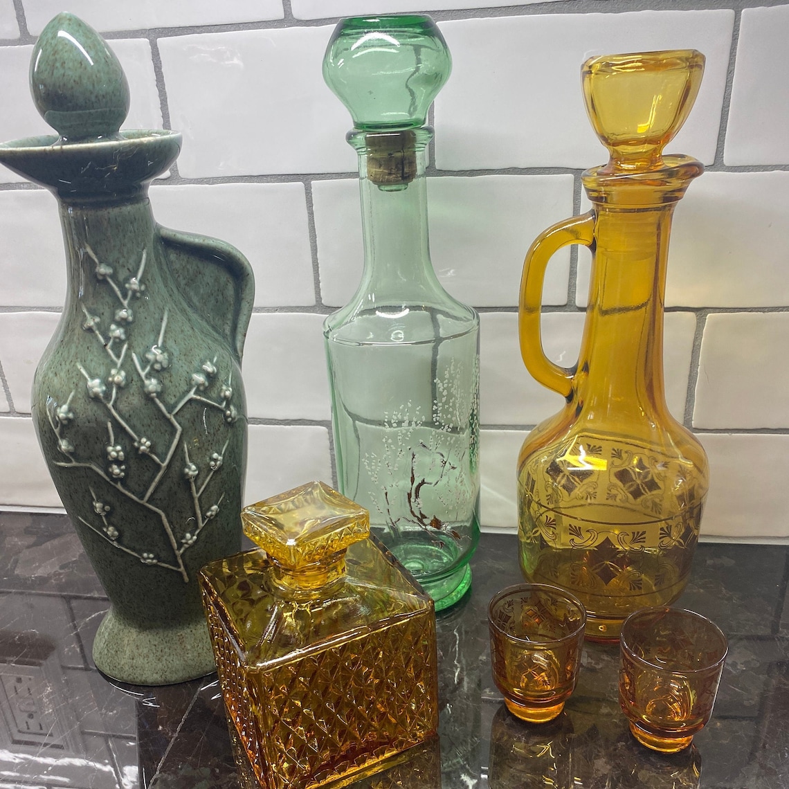 Beautiful Decorative DECANTERS/ LIQUOR BOTTLES 4 Different Etsy