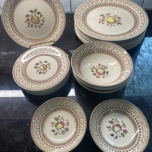 STAFFORDSHIRE OLD GRANITE, Johnson Bros. Fruit Sampler Replacement Dishes. Berry Bowls,Soup Bowls,Dessert Plates,Lunch& Dinner Plates,