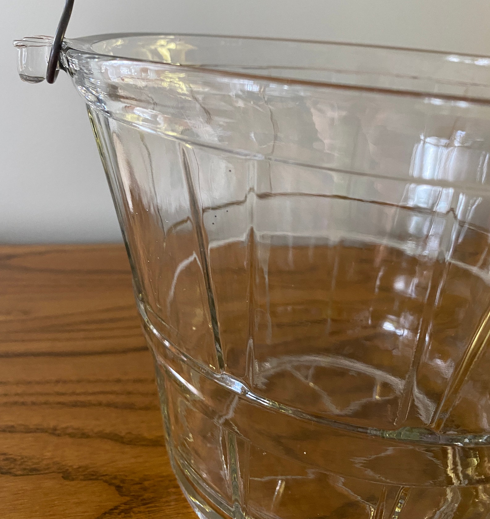 Vintage ANCHOR HOCKING Glass Ice Bucket Pail Bushel Basket Etsy