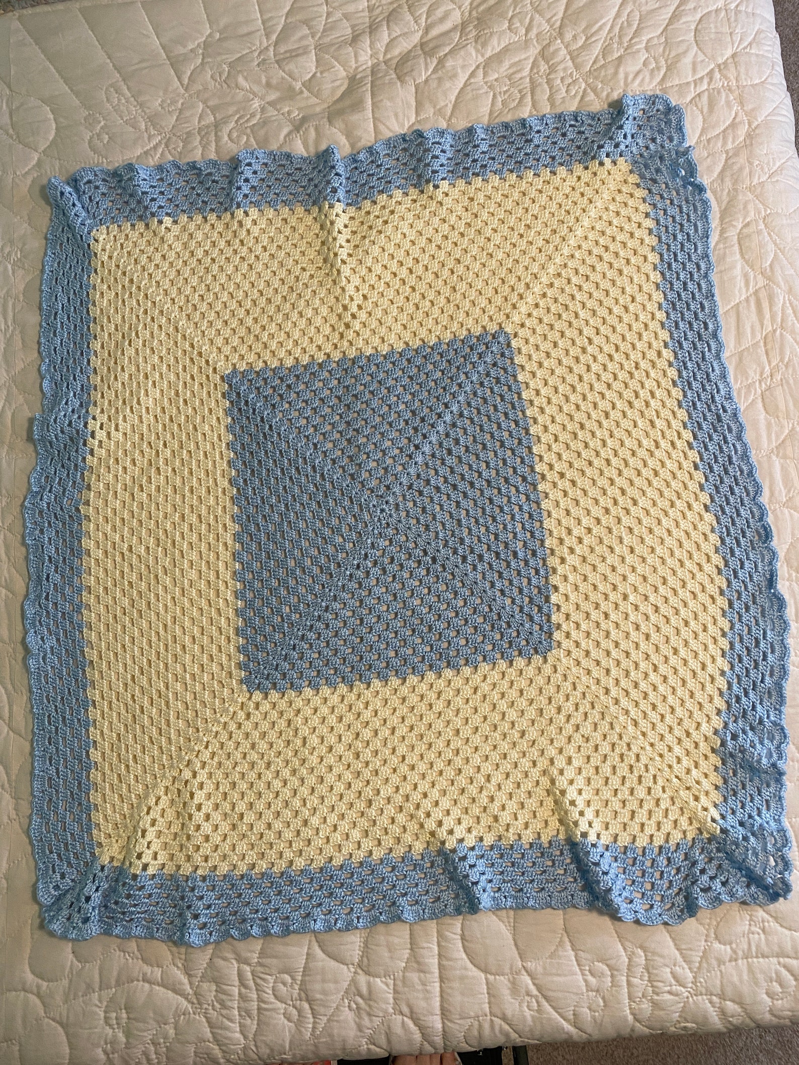 Beautiful Blue and Pale Yellow CROCHETED Soft BABY BLANKET Etsy