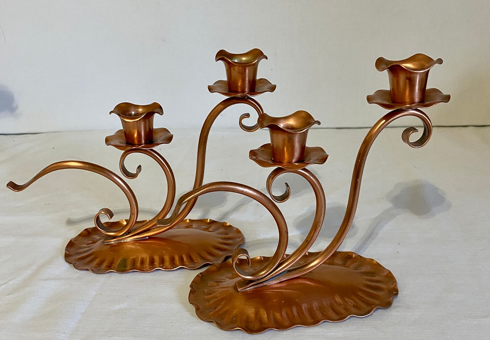 Gregorian Copper Set Of 2 Solid Copper Double Candle Stick Etsy
