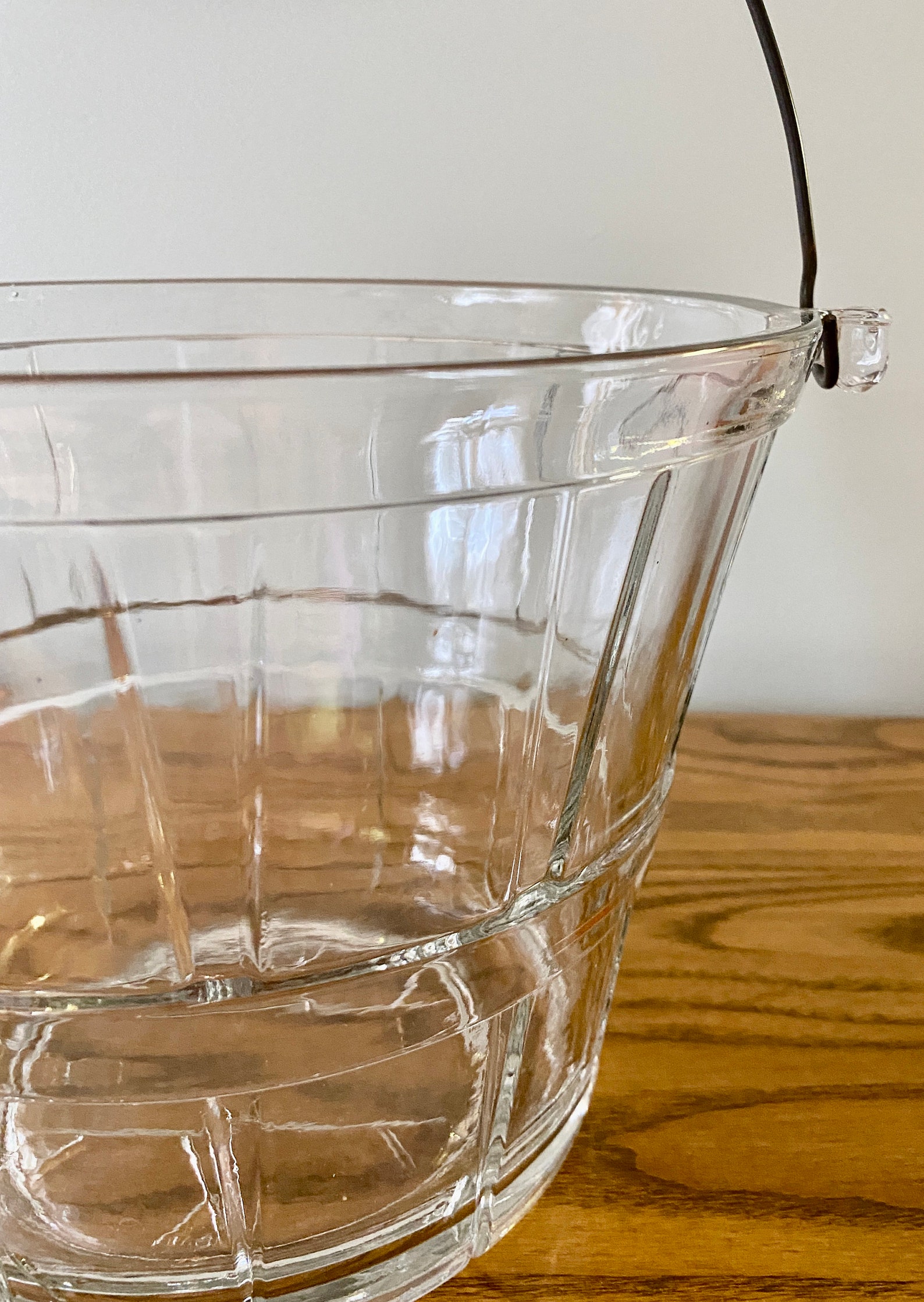 Vintage ANCHOR HOCKING Glass Ice Bucket Pail Bushel Basket Etsy
