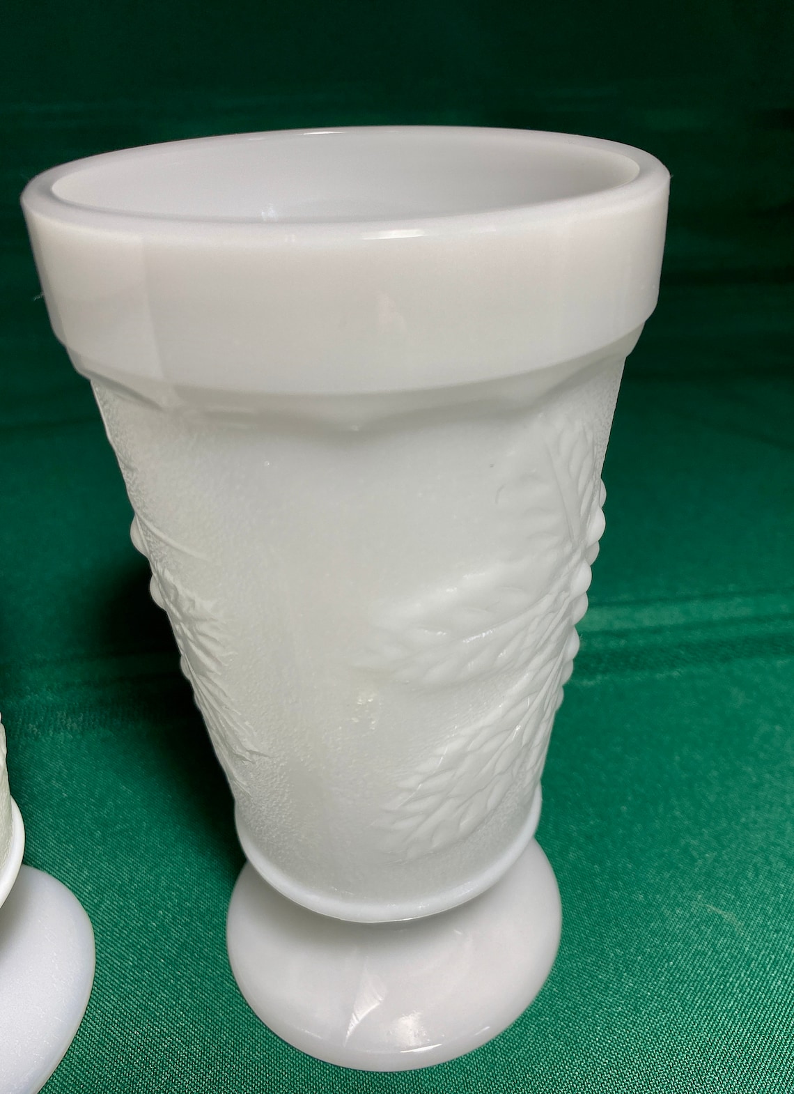 Vintage Set of 4 White MILK GLASS Footed DRINKING Glasses Etsy