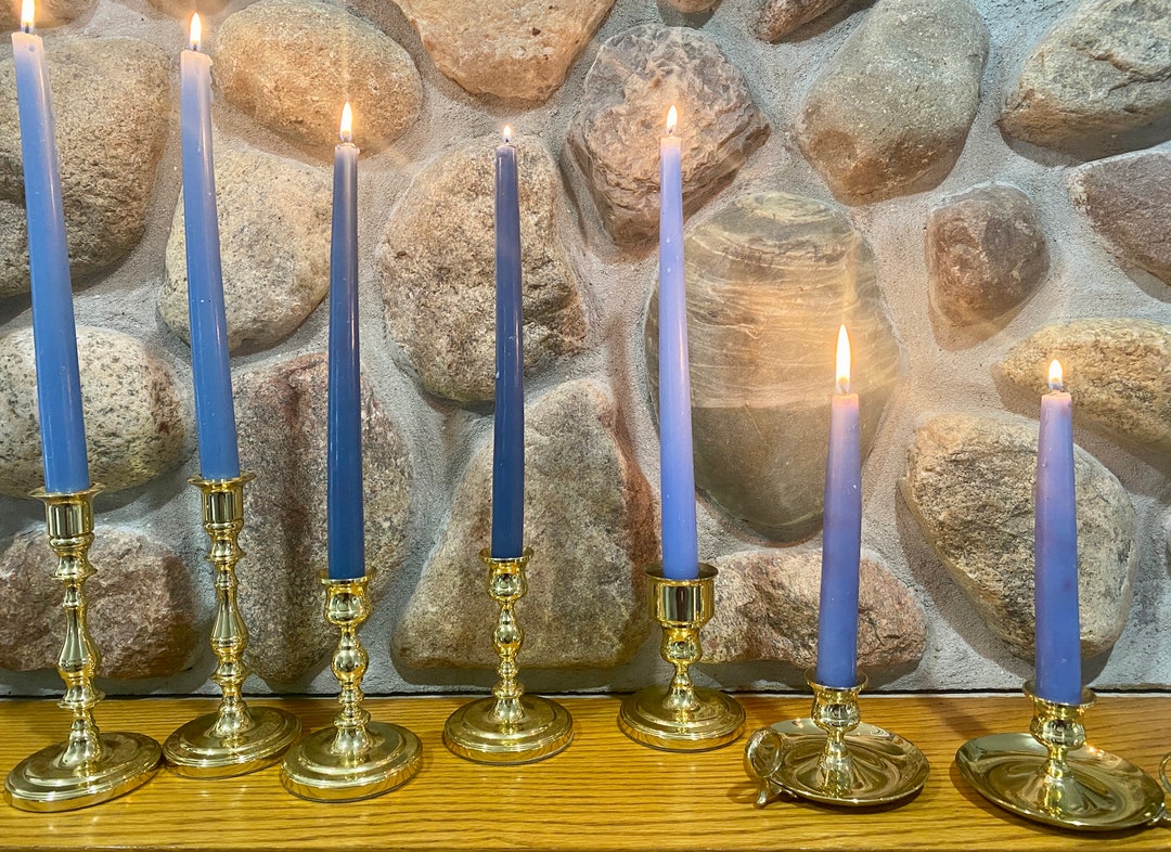 Variety of BRASS Vintage CANDLE Holders in BALDWIN America. Two