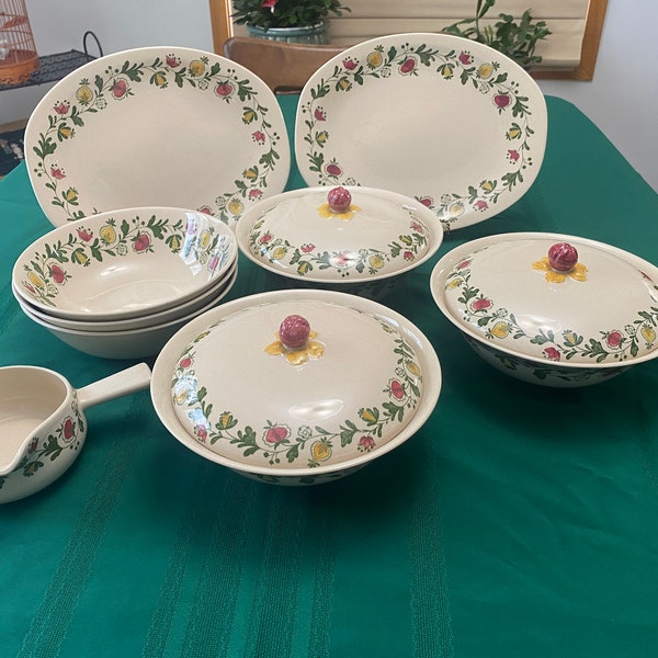 STAFFORDSHIRE Old Granite, JOHNSON BROTHERS England, Gretchen Pattern Accessory Dishes.Covered Casseroles,Serving Bowls,Gravy Boat,Platters